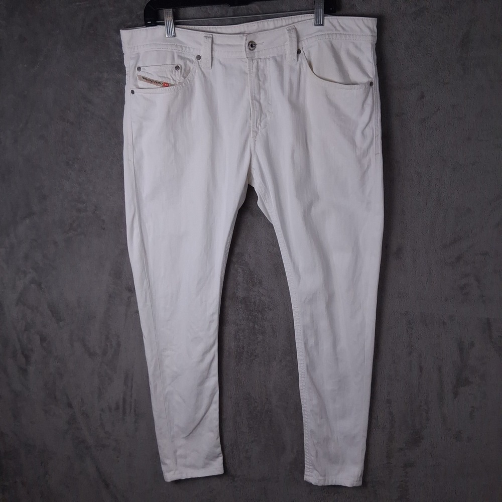 Diesel Thavar Slim Skinny Jeans Men's 34 White Stretch Denim Wash Actual 36x30